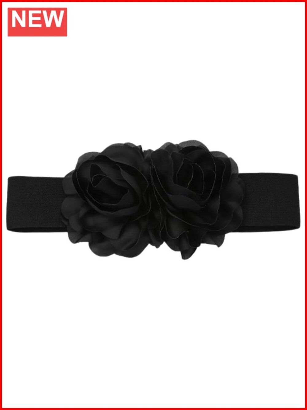 Faux Leather Floral Elastic Wide Waist Belt for Dresses